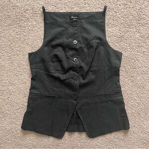 Brand New Madwell Black Button-Up Sleeveless Blouse Womens Size 4 Old Money
